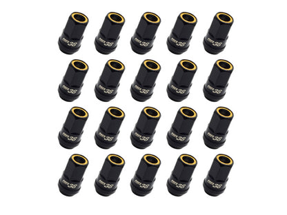 Wheel Mate Muteki HR38 Open End Lug Nuts 12x1.25 Black Chrome / Yellow Ring