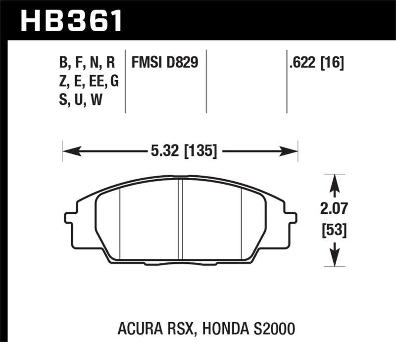 Hawk Street 5.0 Front Brake Pads for Honda S2000 | RSX Type-S | Civic Si '06-11