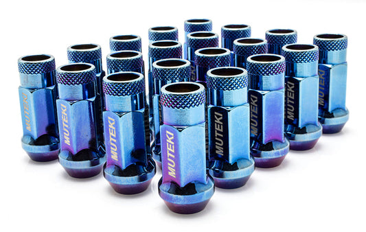 Wheel Mate Muteki SR48 Open End Lug Nuts - Burning Blue Neon 12x1.25 48mm