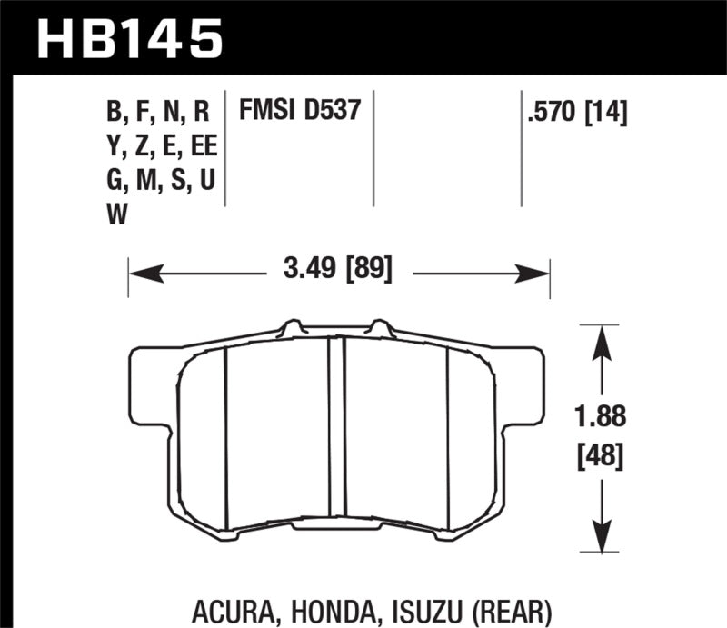 Hawk Performance HP+ Brake Pad Sets HB145N.570