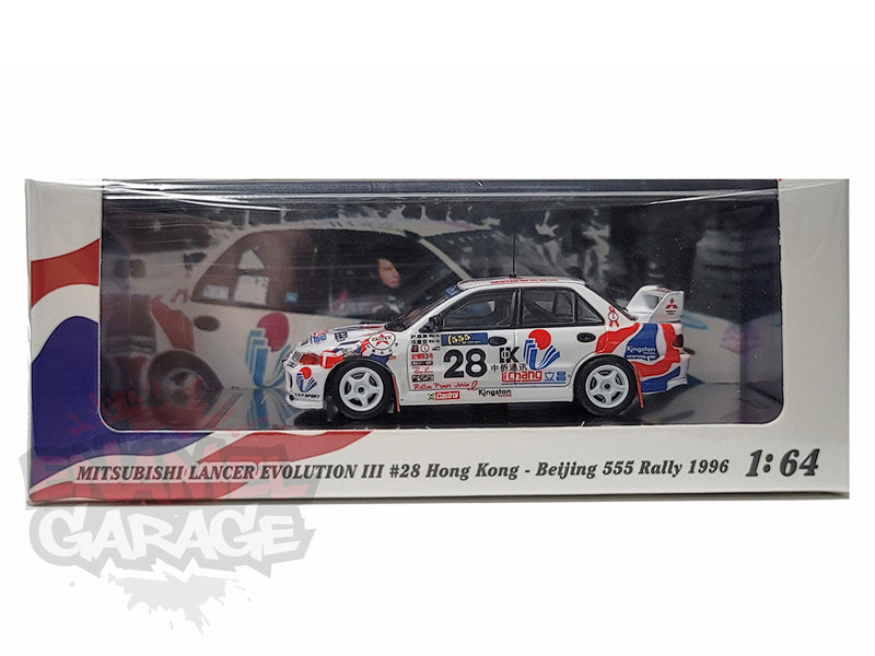 Inno64 1/64 MITSUBISHI LANCER EVOLUTION III #28 Hong Kong - Beijing 555 Rally 1996